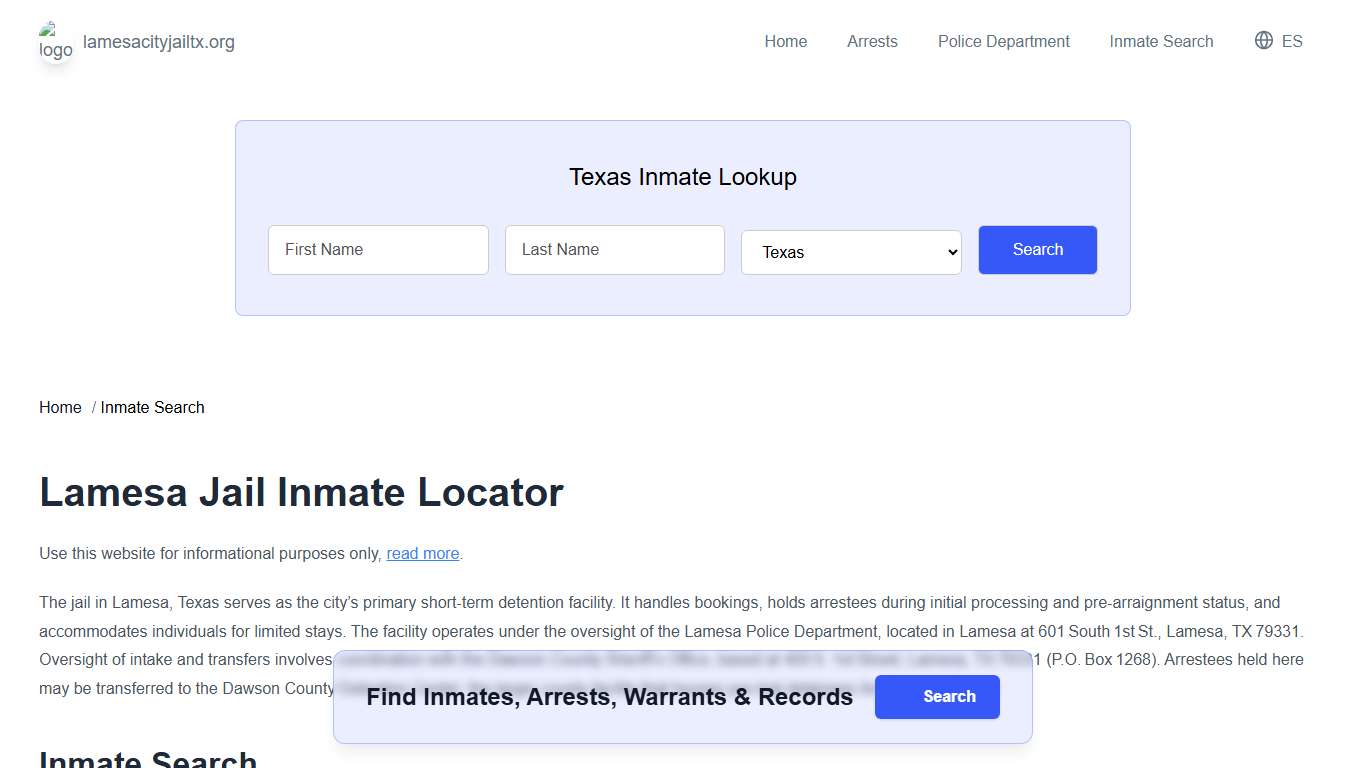 Lamesa, TX Municipal Jail Inmate Search